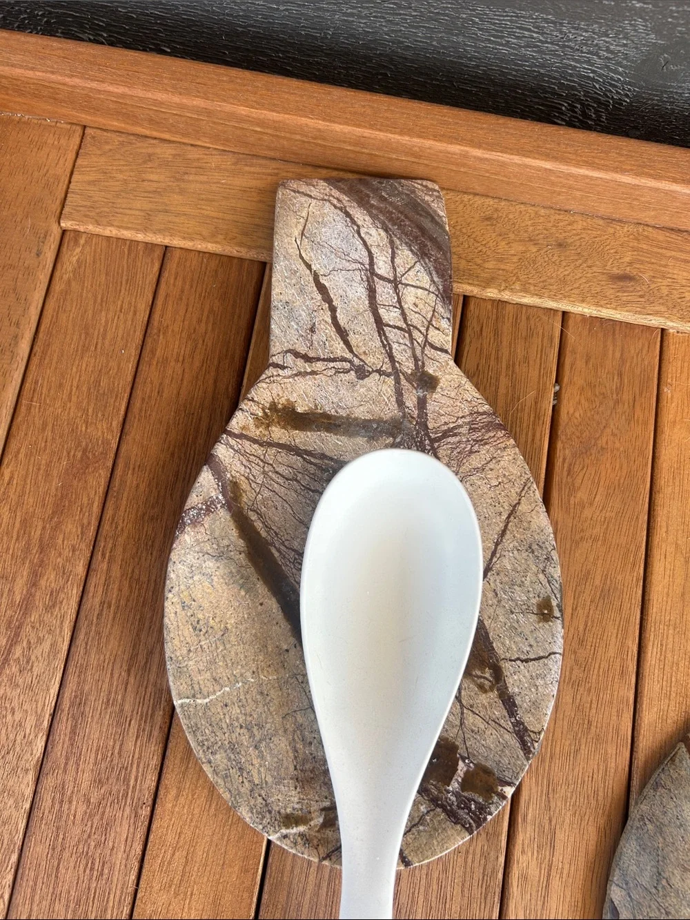 Rainforest Marble Stone Spoonrest - Beige and Brown